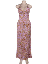 Sexy Print Backless Bow Maxi Dress
