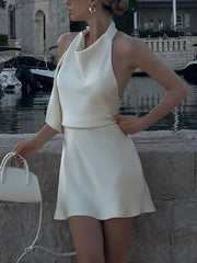 Sexy Halter Backless Lace-up Mini Dress