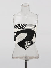 Sexy Print Tube Top Casual Two Piece Set