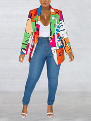 Fashion Colorful Dot Print Button Slim Blazer