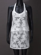 Sheer Mesh Jacquard Halter Backless Mini Skirt Sets