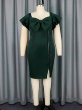 Square Neck Bowknot Slim Party Dress