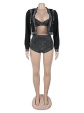 Rhinestone Club Party Sexy Three Piece Set