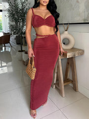 Sexy Crop Crops Night Club Party Dress Sets