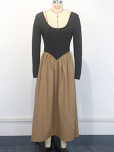 Elegant High Waist Patchwork Maxi Dress