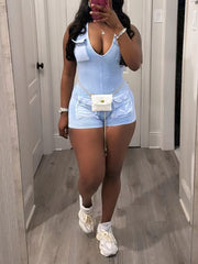 Sexy Sleeveless Ribbed Knit Casual Romper