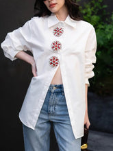 Fashion Rhinestone Adorn Button Down Shirt