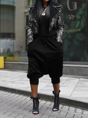 Elastic Waist Reversible Multi-pocket Loose Harem Jeans