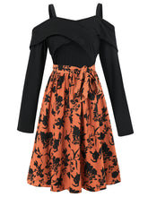 Casual Off Shoulder Floral Print Midi Dress