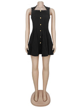 Fashion Square Neck Sleeveless Pleated Mini Dress