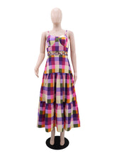 Casual Plaid Print Cut Out Vacation Maxi Dress