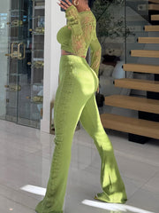 Casual Knit Hollow Out Three Piece Set