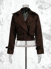 Vintage Lapel Neck Cropped Cinched Waist Jacket