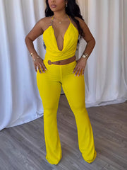 Elegant Bandage elastic Hollow Out Halter Jumpsuit