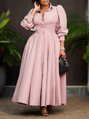 Elegant Long Sleeve Swing Slim Shirt Dress