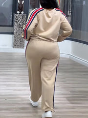 Striped Loose Sports Casual Two Piece Set