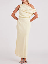 Elegant Oblique Shoulder Slim Maxi Dress