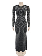 Fashion Rhinestone Slim Fit Party Club Gown Dress