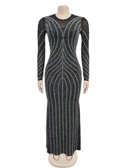 Fashion Rhinestone Slim Fit Party Club Gown Dress