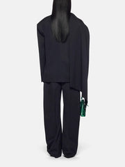 Scarf Collar Hollow Out Blazer Straight Pants Suit