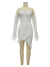 Sexy Strapless Feather Party Club Dress