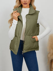 Fashion Sleeveless Zip Up Warm Puffer Vest