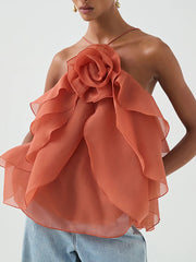 Fashion Layered Ruffle Spaghetti Strap Top