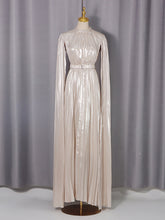 Fashion Cape Sleeve Pleated Maxi Dress