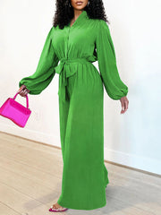 Casual Lace-up Loose Wide Leg Jumpsuit