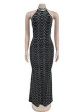 Rhinestones Fitted Sleeveless Maxi Dress