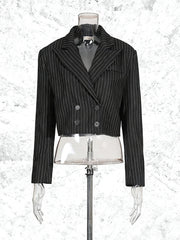 Fashion Stripe Cropped Fitted Blazer