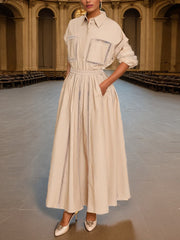 Fashion Embroidered Hollow out Top Long Skirt Sets