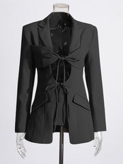 Fashion Hollow out Lace up Blazer