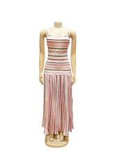 Fashion Striped Sleeveless Strap Maxi Dress