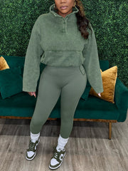 Washed Sweatshirt Tight Pant Sports Casual Sets