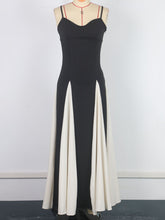 Sexy Contrast Color Suspender Maxi Dress