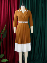 Fashion Full Sleeve Notched Neck High Waist Midi Dress
