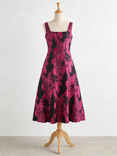 Fashion Print Floral Sleeveless Slim Midi Dress