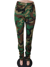 High Waist Camouflage Cut Out Ruched Layered Jeans