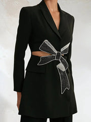 Fashion Bowknot Cut-out Blazer