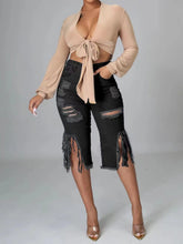 Casual Elastic Denim Ripped Shorts Jeans