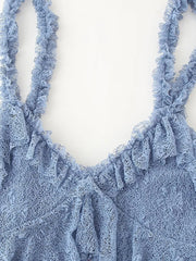 Sexy Lace See-Through Tiered Top and Skirt Sets