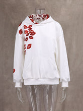 Casual Lips Print Loose Hoodie