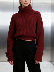Casual Turtleneck Long Sleeve Slim Knit Sweater