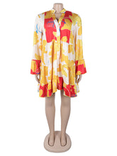 Casual Long Sleeve Loose Print Floral Dress
