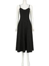 Elegant Spaghetti Strap Slim Midi A-Line Dress