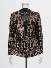 Fashion V-neck Leopard Gradient Sequins Blazer