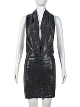 Nightclub Style Sequins Hooded Backless Mini Dress