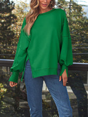 Casual Round Collar Long Sleeve Oversized Sweatshirt