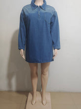 Zipper Splice Large Lapel Neck Casual Loose Dress